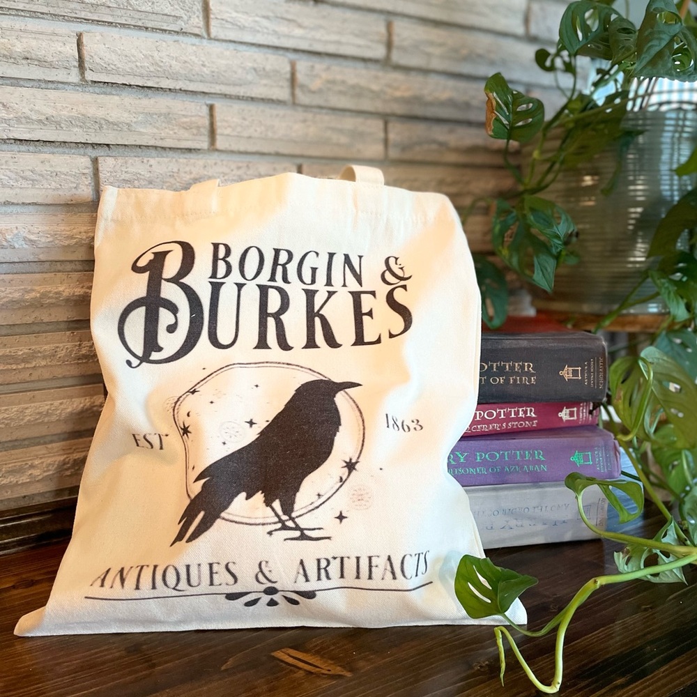 Borgin and Burkes Printed Canvas Tote Bag Shopping Shoulder Bag 15” Harry Potter